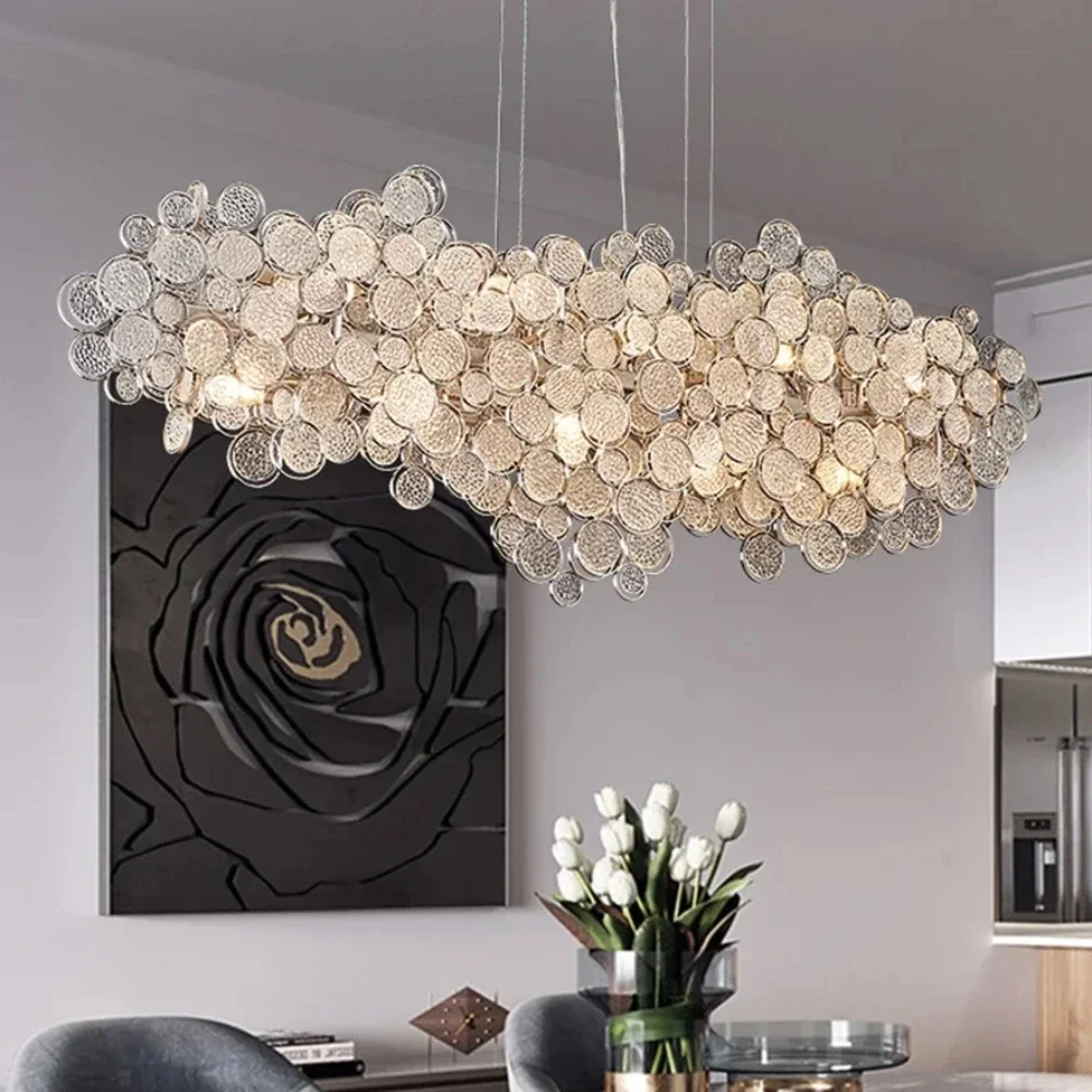 Modern Luxury Chrome LED Crystal Chandelier Silver Pendant Lamp for Villa Living Room Dining Room Bedroom Hanging Light