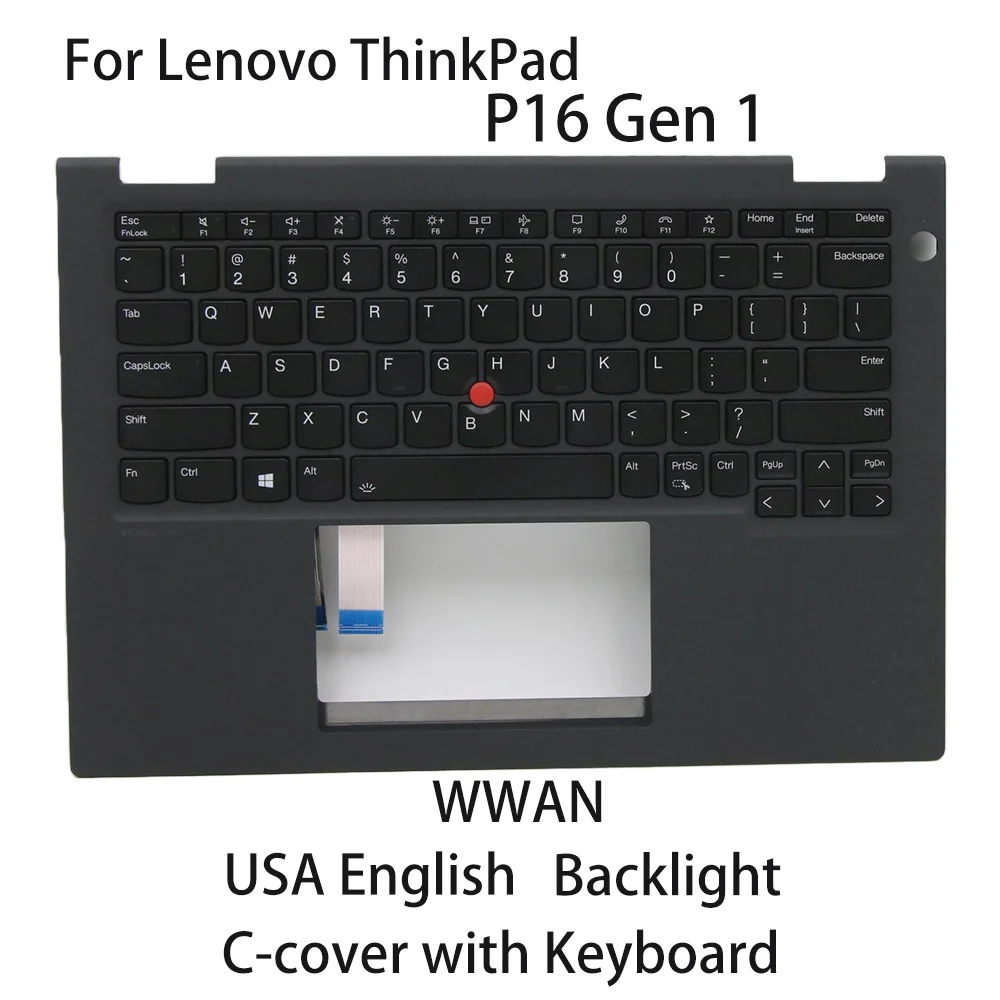 

Новый C-чехол для ноутбука Lenovo ThinkPad P16 Gen 1, с клавиатурой, английская подсветка США, WWAN FRU: 5M11C18669 5M11C18632 5M11C18595