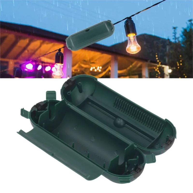 Outdoor Extension Cord Safety Cover ABS Multifunctional Dual Closure Outdoor Cord Connection Protector Green