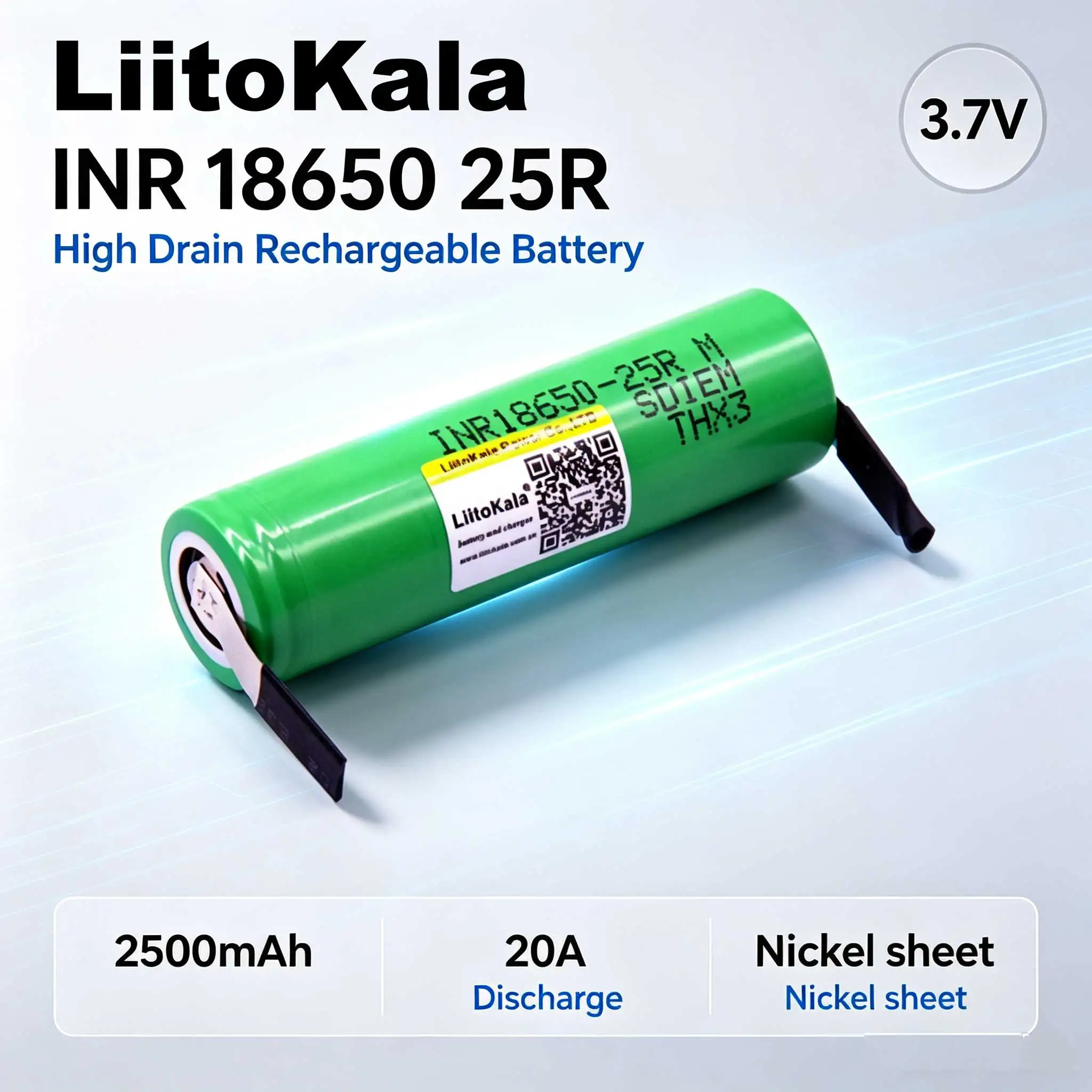 Liitokala аккумулятор 18650 2500mah Battery 3.7V 20A High Discharge Rechargeable Lithium Ion Battery Cell