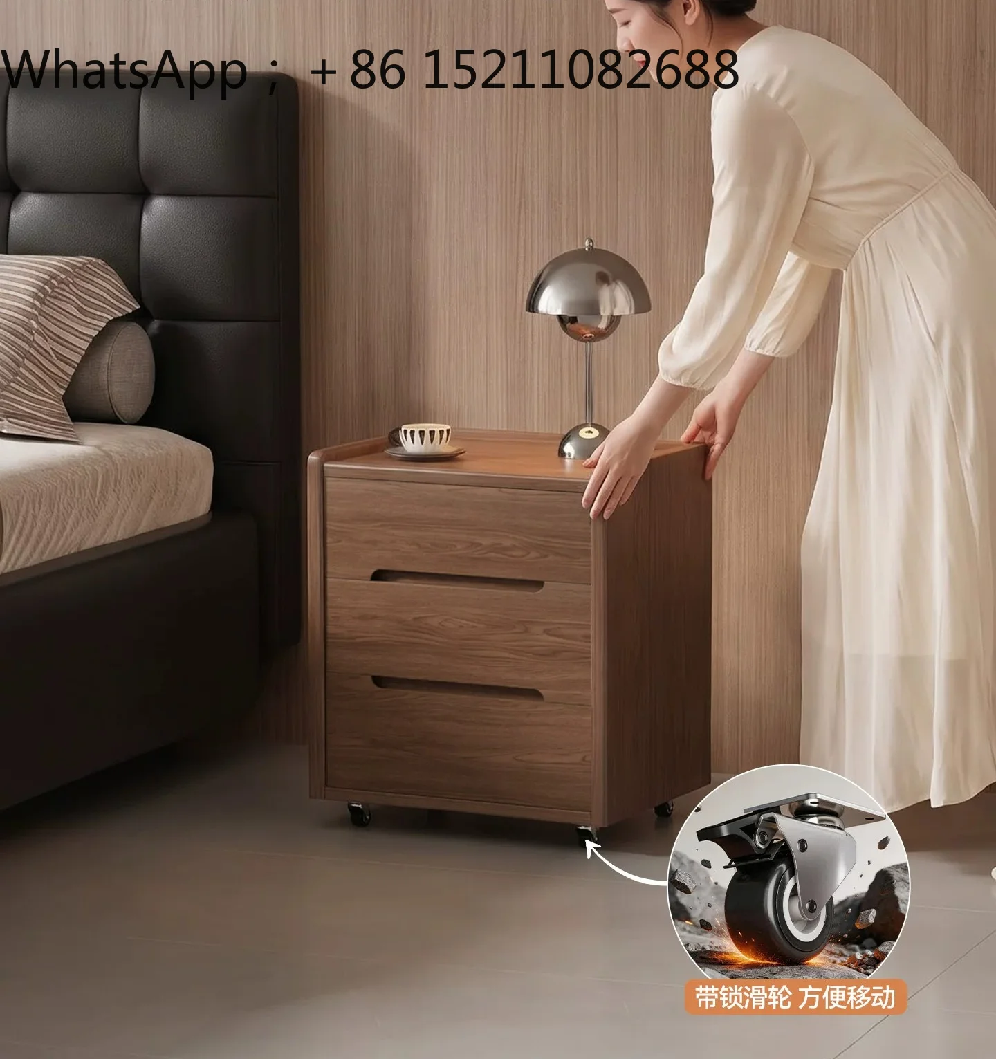 LLY solid wood bedside storage cabinet modern simple locker oak three-draw bedside cabinet