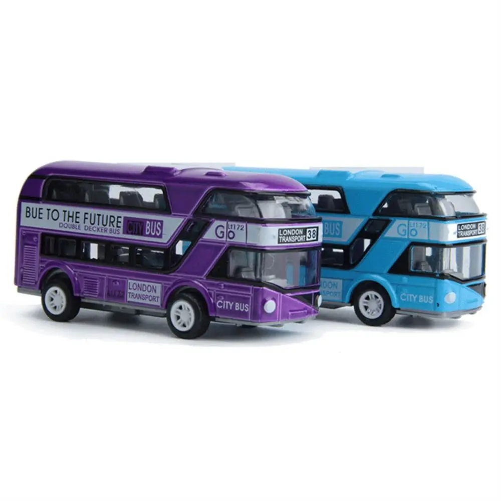 City Tourist Car Vehicle Set Doors Open Close Car Bus Model Double Decker Bus Pull Back Toys Bus  Model Diecast Cars