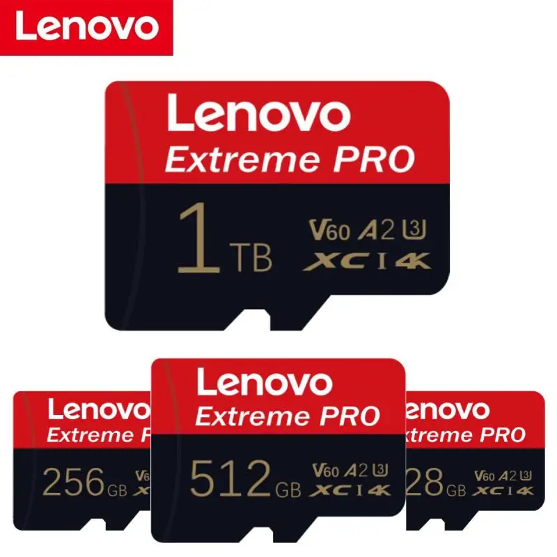 Lenovo-Cartão de Memória de Alta Velocidade para Celular, Micro TF, Cartão SD, Cartão de Memória Flash, 1TB, 128GB, 512GB, MP3, MP4, Computador, Câmera