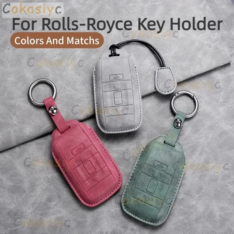 Leather New Car Key Cover Use for Rolls-Royce Cullinan Phantom Ghost Wraith Dawn Key Case Shell Buckle