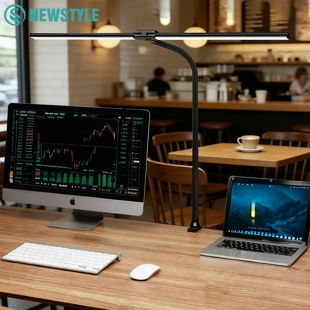 Single Double Triple Head LED Clip Desk Lamp Dimmable USB Eye-Caring Architect Table Lamp Computer Monitor Light for Office Home