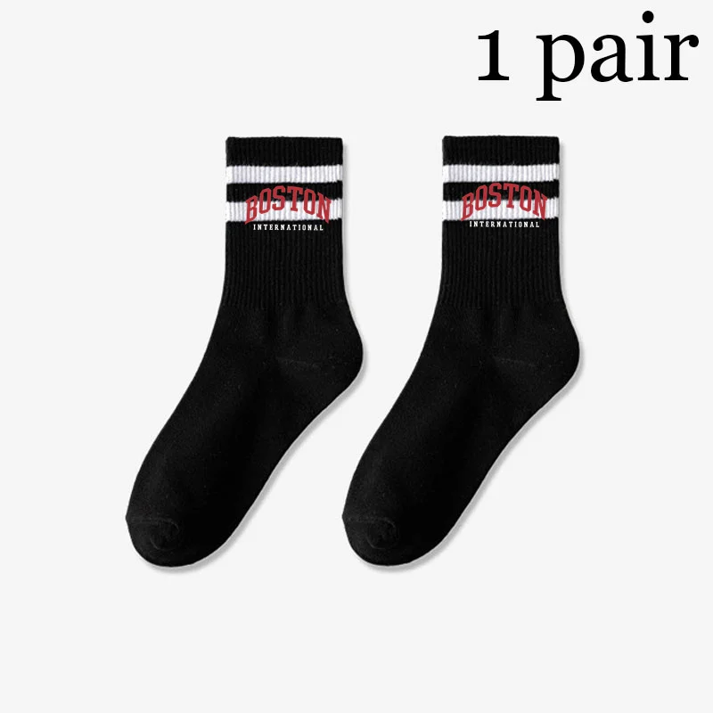 Brooklyn 1898 New York Letters Women's Socks Breathability Sports New York Socks Leisure Solid Color Men's Mid Tube Floor Socks