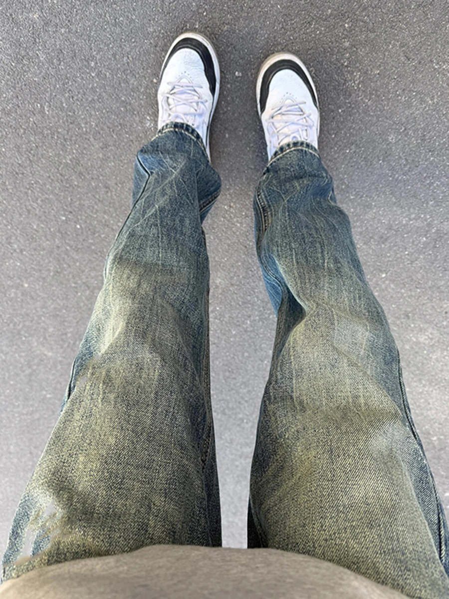 

Cleanfit Blue Straight Leg Men's Jeans Autumn Winter High Waist Wide Leg Pants Slimming Micro Flared Long Trousers