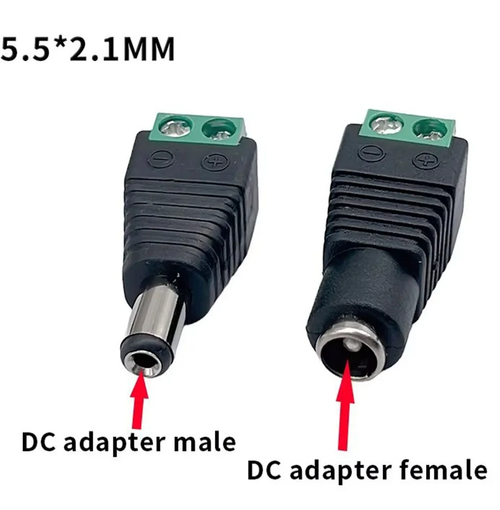 5/10Pcs DC Power Male Female Plug Jack Connector Adapter 5.5 x 2.1mm  For 3528 5050 LED Strip Light Camera