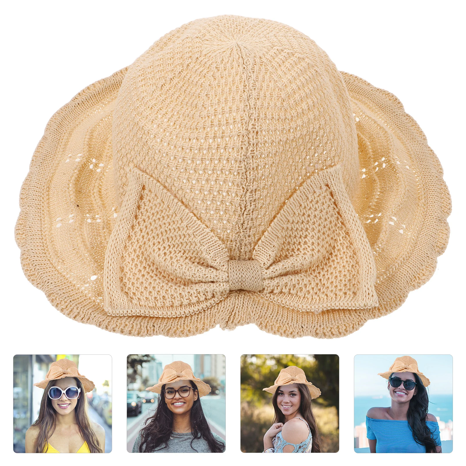 

Sun Visor UV Protection Hats Women Seaside Vacation Knitted Sunscreen Hat Wide Brim Fashion Fits All Head Shapes