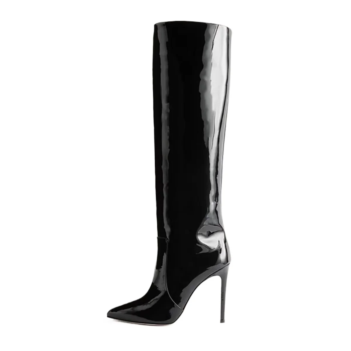 Arden Furtado Winter Brown Knee high boots Pointed toe Sexy Stilettos heels Side zipper Skinny boots Extra large size boots