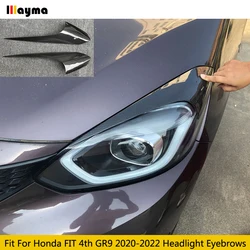 Carbon Fiber Car Headlight Cover Eyebrows For Honda FIT 4th GR9 2020 2021 2022 Front Lamp Decorative Sticker Eyelids 2Pcs