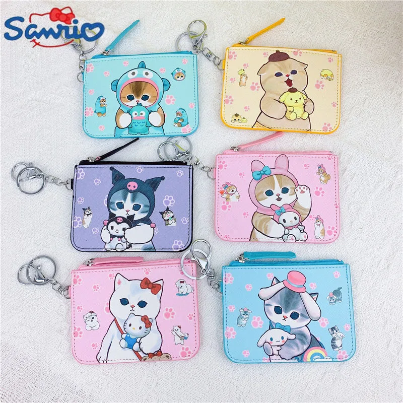 Sanrio Cute Car Kuromi Cinnamoroll Children Wallet Kawaii Hello Kitty My Melody Anime Pu Coin Purse Girls Hangyodon Card Holder