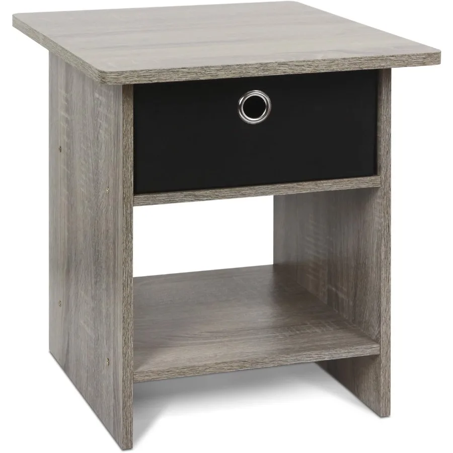 

Dario End Table Side Table Night Stand Bedside Table with Bin Drawer 1Pack French Oak Grey Black