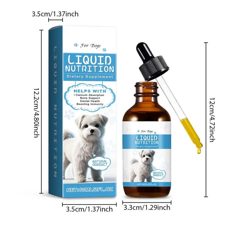 Gotas nutritivas para mascotas, 60ml, suplemento nutritivo para mascotas, alimentos líquidos para perros, suplementos líquidos, suplemento nutritivo para mascotas