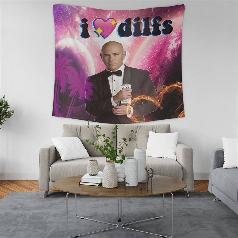 Gaslight Gatekeep Girlboss I Love Dilfs Mr Worldwide Tapestry Wall Hanging Art for Bedroom Living Room Decor College Dorm Party