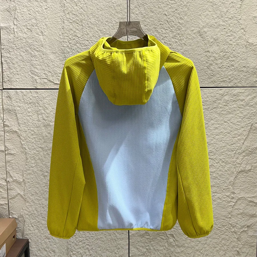 Unisex Mountain-Style Color-Block-Kapuzenpullover – Atmungsaktives Waffelstrick-Langarmshirt für Outdoor-Wanderungen & Radfahren – Detail 6