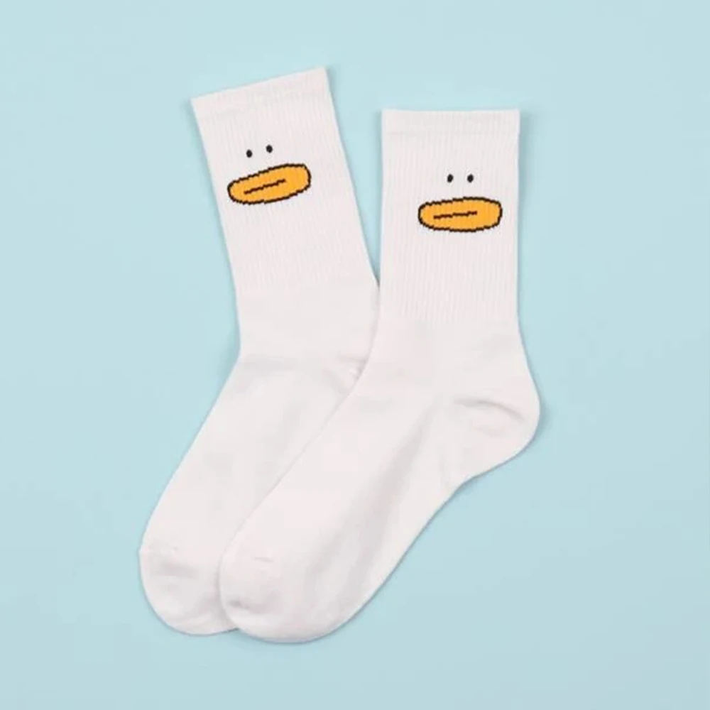 Women\'s Mid Length Socks Hot Selling Cartoon Duck Series Street Sports Hip-hop Personalized Fashion Women\'s Round Neck Socks