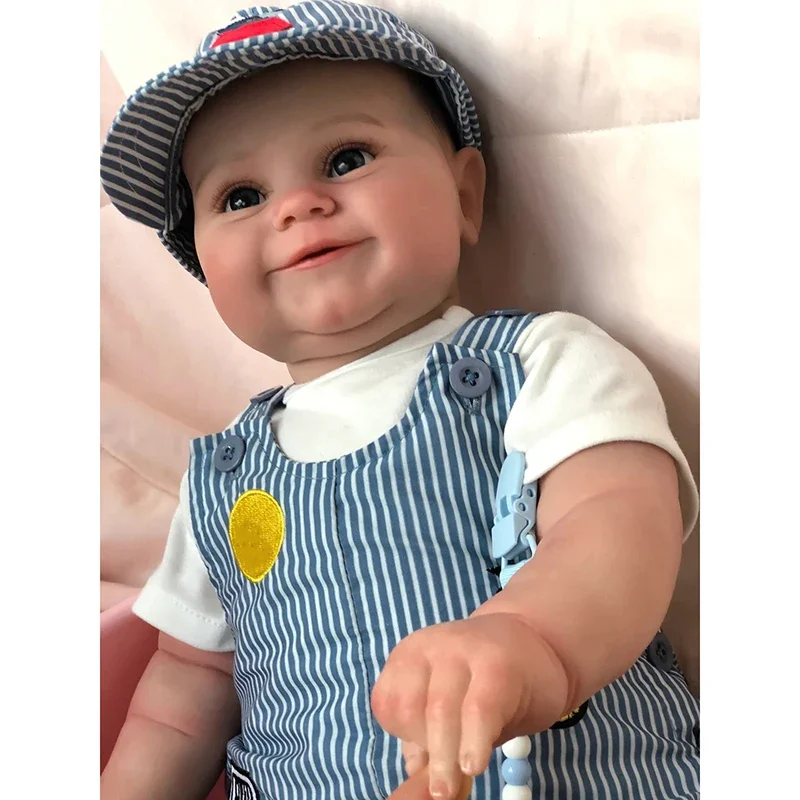 60CM Huge Baby Size Reborn Toddler Maddie Boy Lifelike 3D Skin Multiple Layers Painting with Visible Veins Cuddly Soft Body