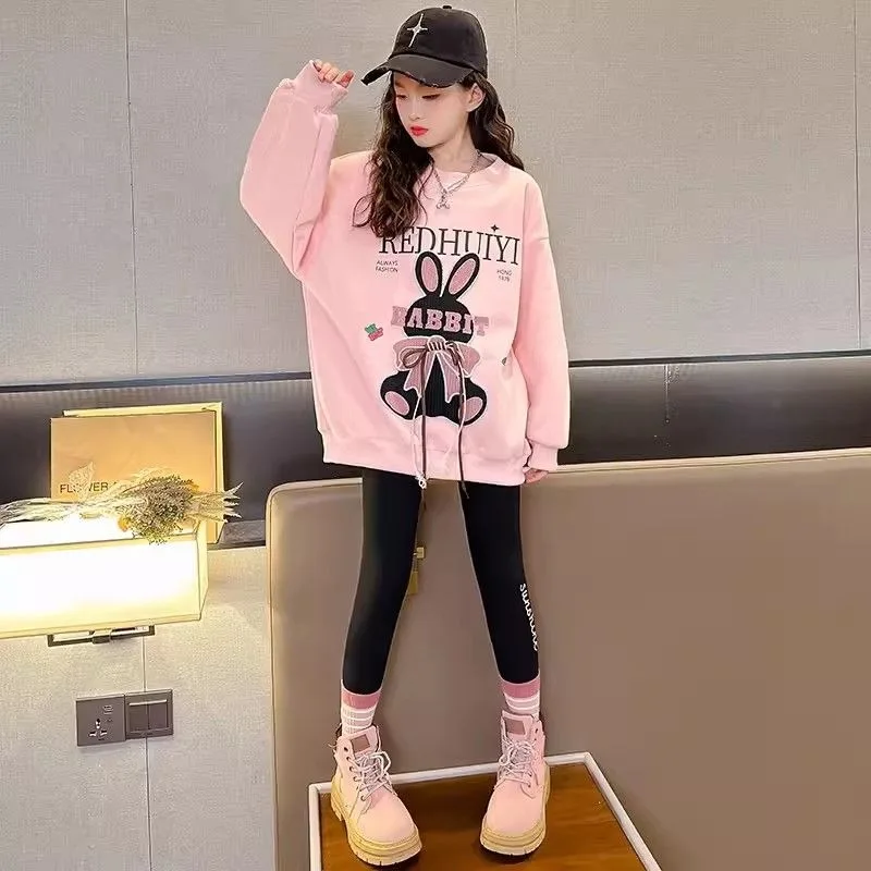 

Girls' 2025 New Autumn/Winter Cotton-Blend Long Sleeve Crewneck 3D Structured Stylish Sweatshirt
