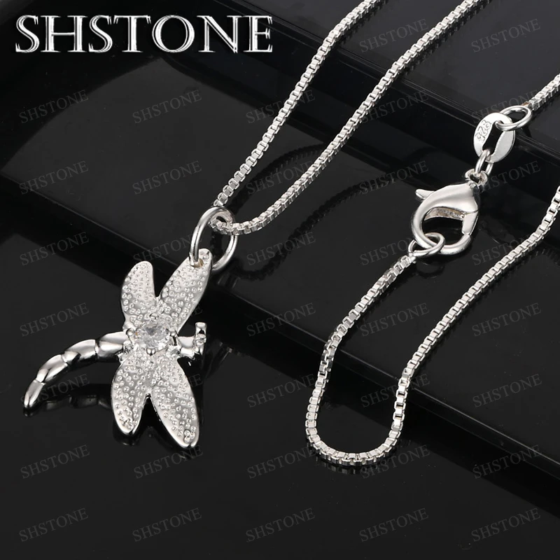 

Classic Luxury Zircon 925 Sterling Silver Dragonfly Pendant Necklace 4 Chain Women Pretty Jewelry Wedding Party Gift Accessories
