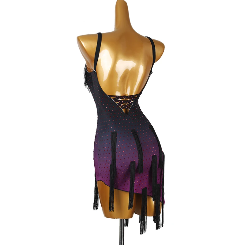 High End Latin Dans Jurk Competitie Prestaties Outfit Art Examen Grade Fringe Rok Professioneel Bloemenkostuum Nieuwe LQ496