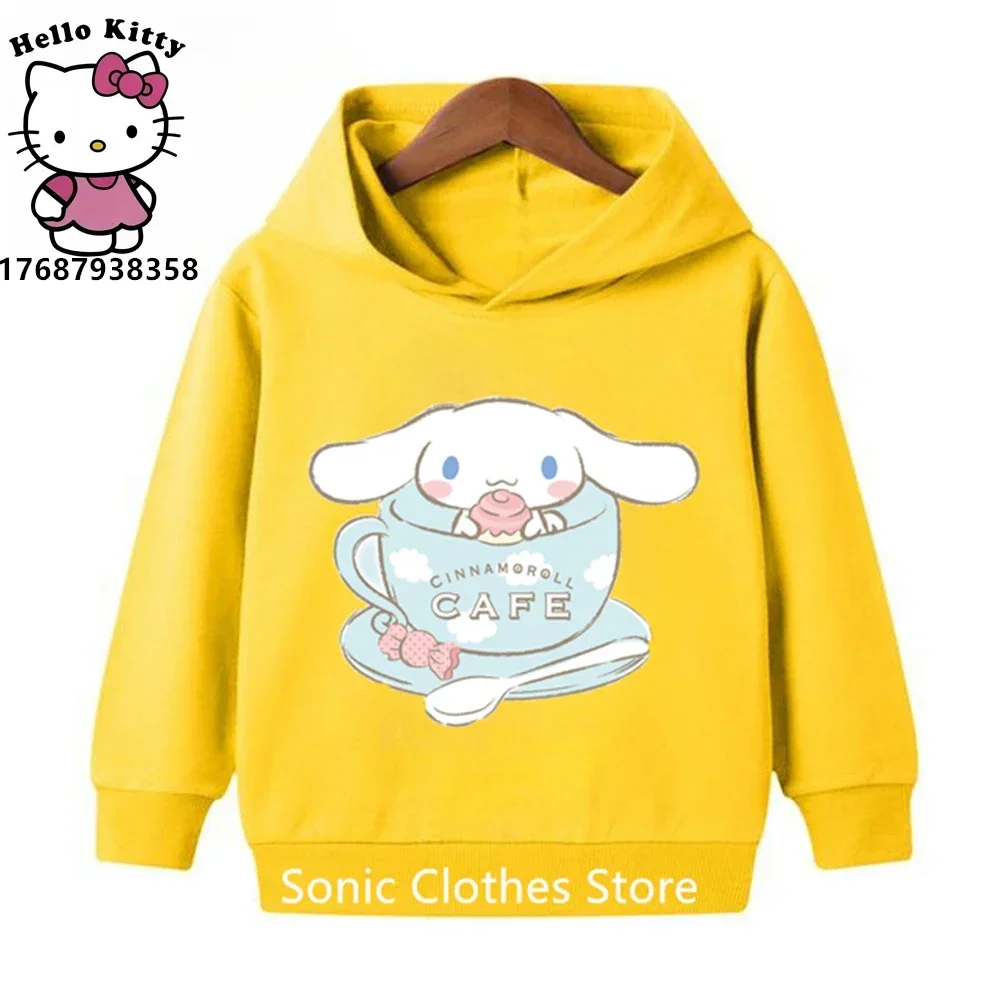 

Cinnamoroll Hoodie Kids Girls Clothing Sanrio Sweatshirts Kawaii Pullover Anime Cartoons Boy Kids Casual Hello Kitty Tops