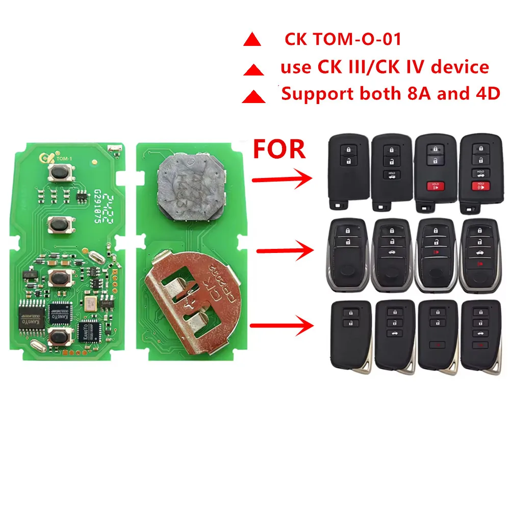 

CK TOM Series Universal Key TOM-O-01 Support 8A/4D Smart PCB Remote Circuit Board For Toyota RAV4 Hilux Land Cruiser Lexus RX350