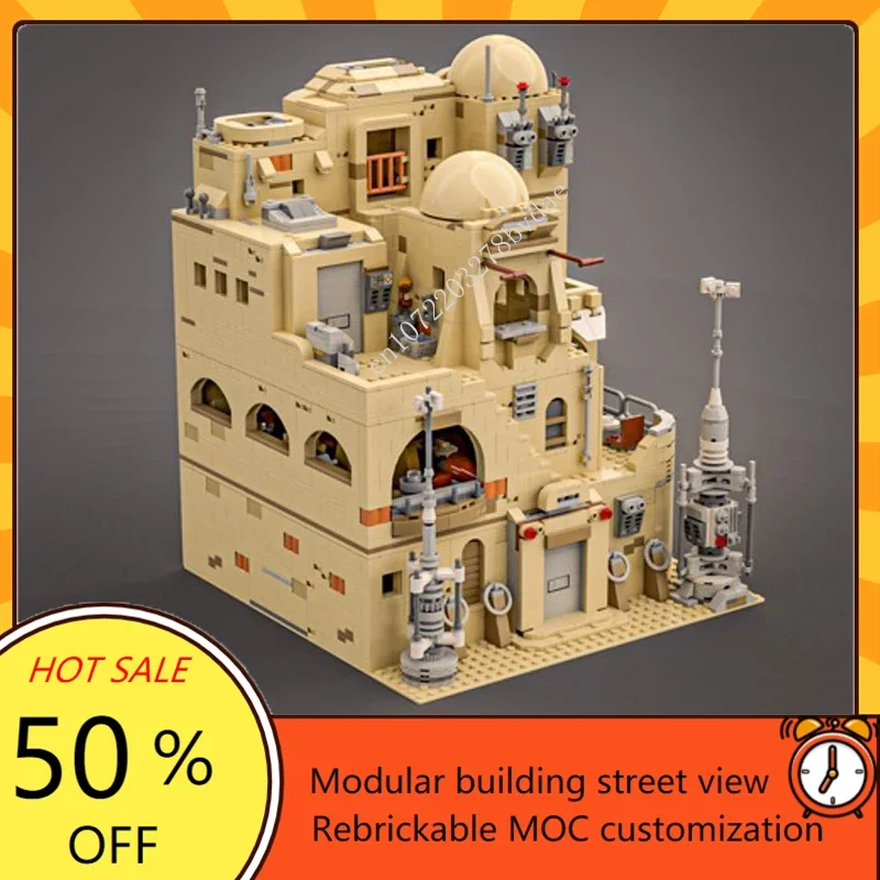 MOC-Star Movie Desert Architecture Building Blocks para Crianças, Mos Eisley Cantina, Modelo de Montagem, Street View Bricks, Brinquedos Presentes, 2485PCs