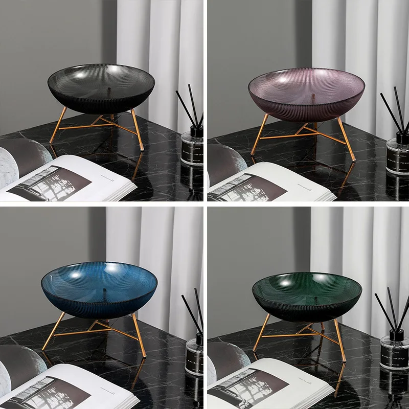 Moderne eenvoudige fruitschaal huishoudelijke lichte luxe salontafel woonkamer plaat internet beroemdheid fruitschaal hoog glas fruit