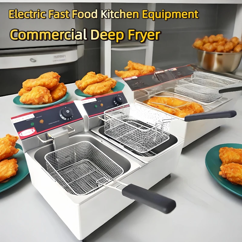 

Stainless Steel Double Fryer Commercial Electric Deep Fryer Single Cylinder Electric Freidora De Aceite Electrica for Restaurant