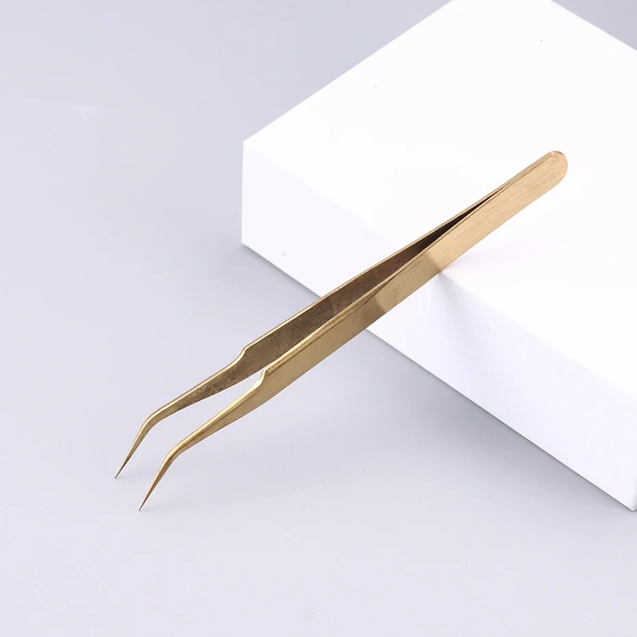 Nails Art Gold Stainless Steel Curved Straight Tweezer 3D Sticker strass ciglia Nail Foil Nipper Picking Manicure Tools