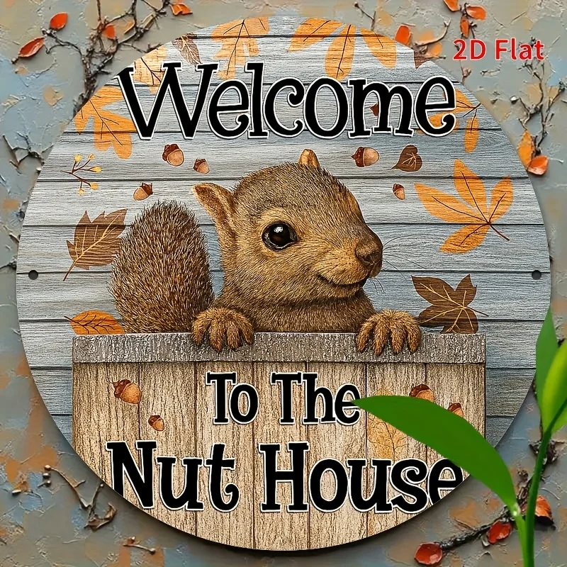 Cozy Fall Foliage Rodent Wooden Platter 2D Furniture Hanging Ornament Sleeping Quarters Lounge Entryway Gathering Seasonal