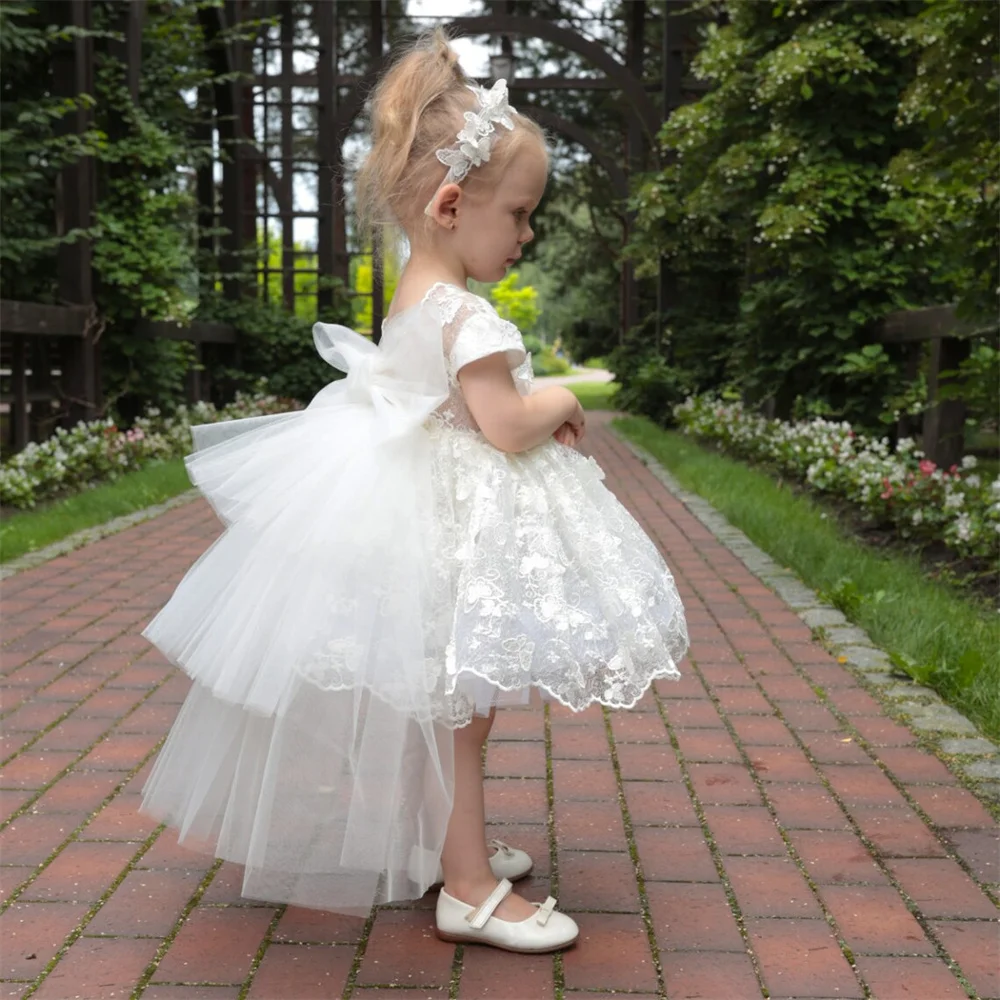 Vestido de encaje de flores para niña, vestido de tul para niña, vestido de princesa con flores para niño pequeño, bautizo, princesa personalizada para niño