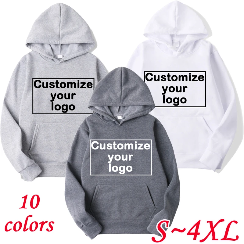 

New Fashion Customization Your Logo Men's Long sleeved Hooded Sweatshirt Hooded Pullover Solid Color Round Neck Jogging Hoodie