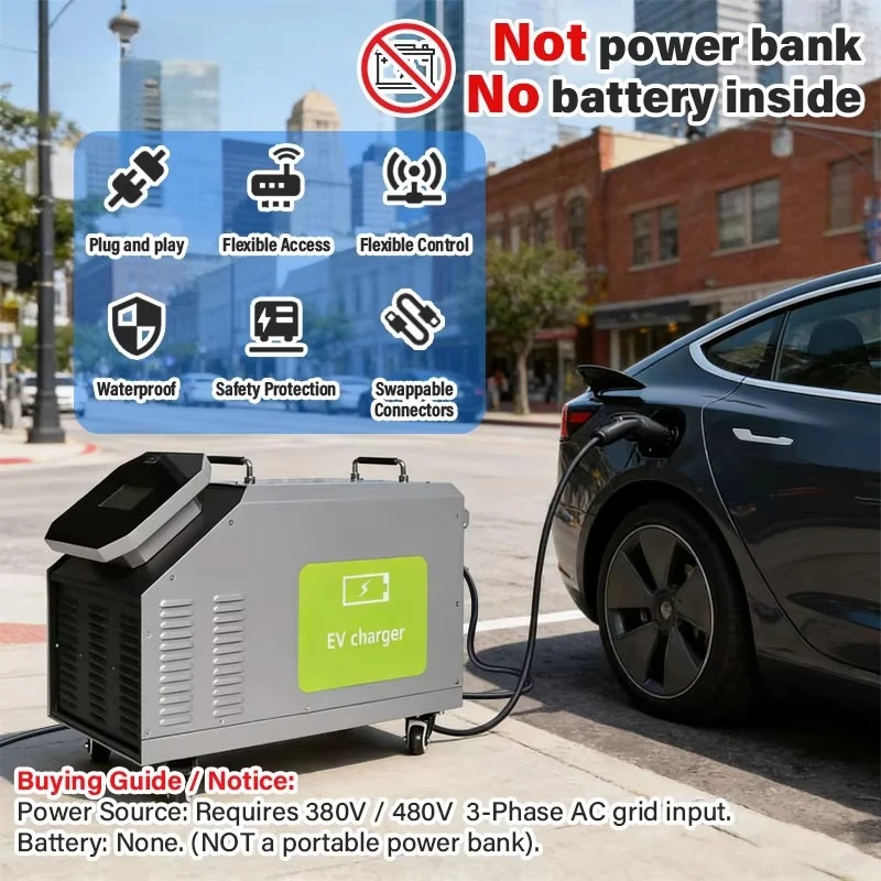 20kw Portable EV Fast Charger GBT High Quality OEM ODM 480V 3 Phase AC Power Input Electric Vehicle Mobile Charging Station
