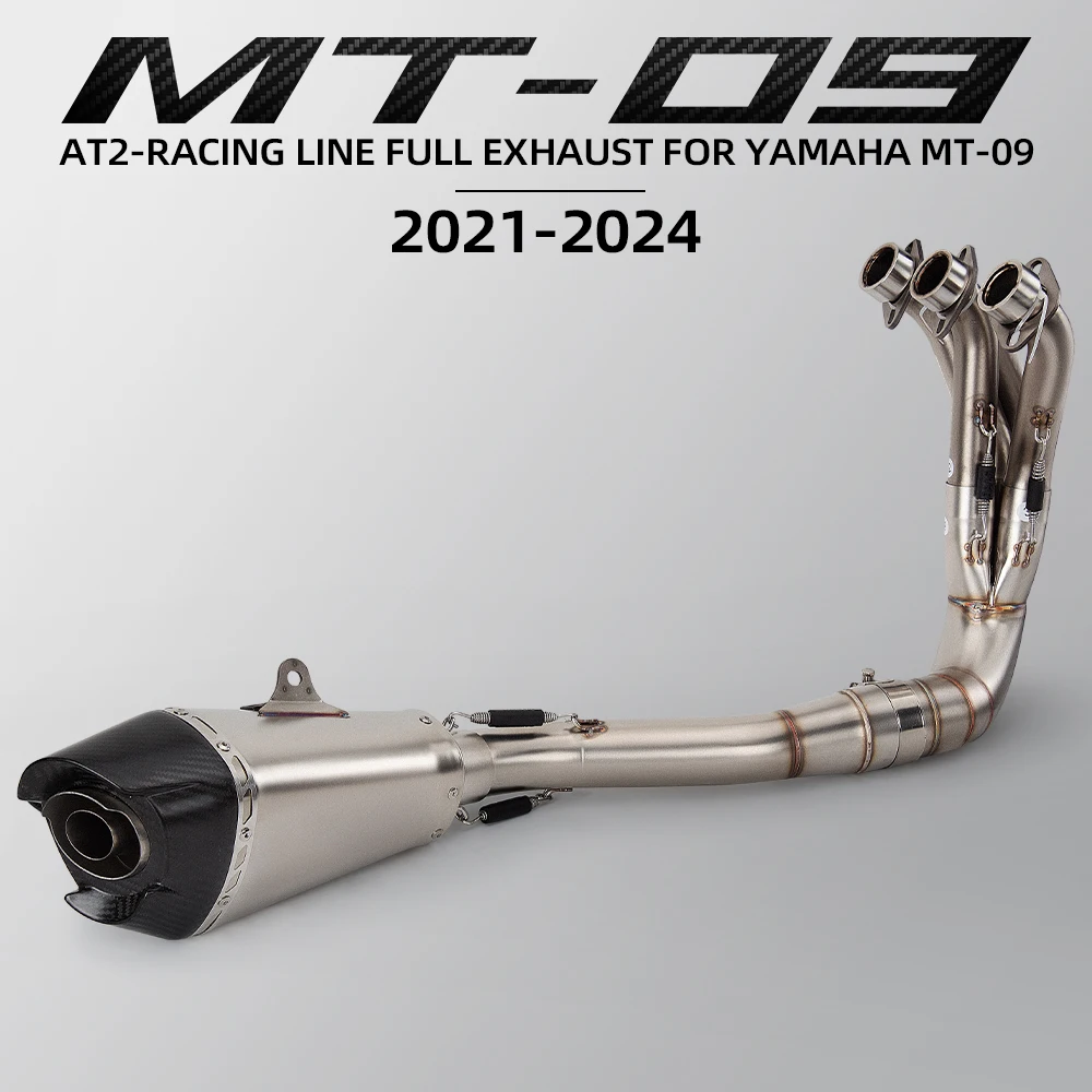

Full System Exhaust For Yamaha MT-09 MT09 2021-2024 Motorcycle Escape Front Link Pipe with Carbon AT2 Muffler DB Killer