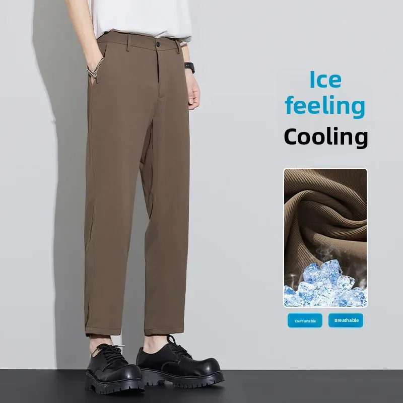 

Slim Straight Tube Small West Pants for Boys Spring Summer New Style Casual Pants Big Size Men's Wear Comfortable Fit Trousers