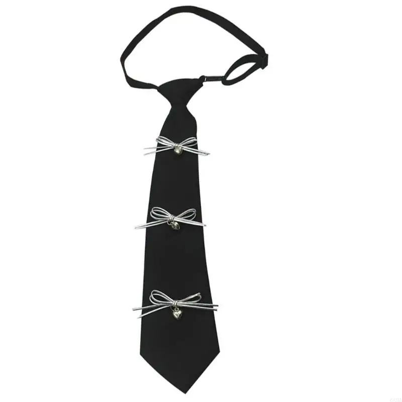 Adjustable Pre Tied Tie with Bows Embellished For Women Student Uniform Necktie 6XDA