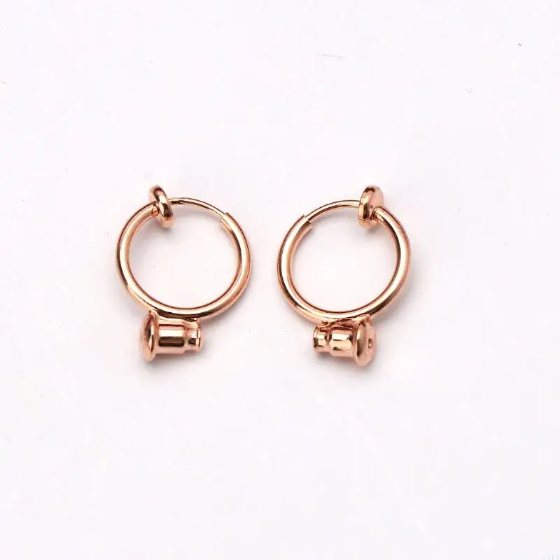 C1Fe 1Pair Gold Bạc Không có cái lỗ DIY clip trên Circle hoop Bông để làm đồ trang sức