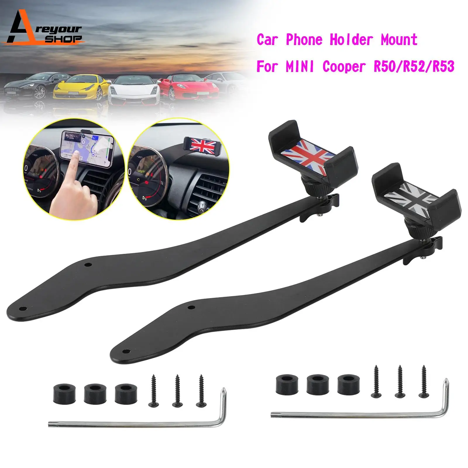 Areyourshop Car Phone Holder Mount For MINI Cooper R50 R52 R53 Car Interior Auto Parts