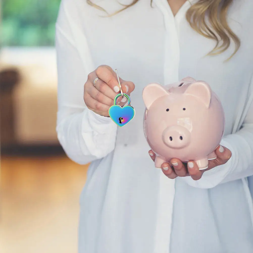 

1Set Lock with Key Heart Shaped Zinc Alloy Compact Lock for Couples Valentine Gift Box Cabinet Luggage Decoration