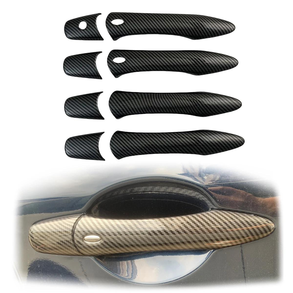 

For 2013 2014 Infiniti JX JX35 SUV New ABS Black Carbon Car Accessory Door Handle Cover Trim Paste Style