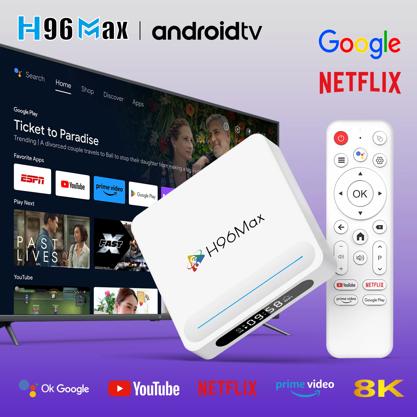 H313 Updated Smart TV Box H96 MAX H618 PLUS 4GB 128GB Android 14 Wifi6 BT 5.4 Quad Core 8K Voice Assistant Media Player TV Box