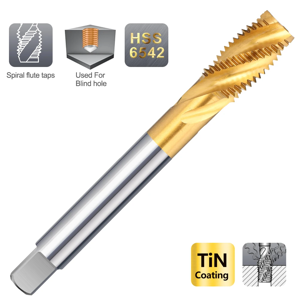 1pc HSS Vite Macchina Rubinetto Rivestito In Titanio Flauto A Spirale Filettatura Metrica Rubinetto M2 M2.5 M3 M3.5 M4 M5 M6 M8 M10 M12 M14 M16 M18