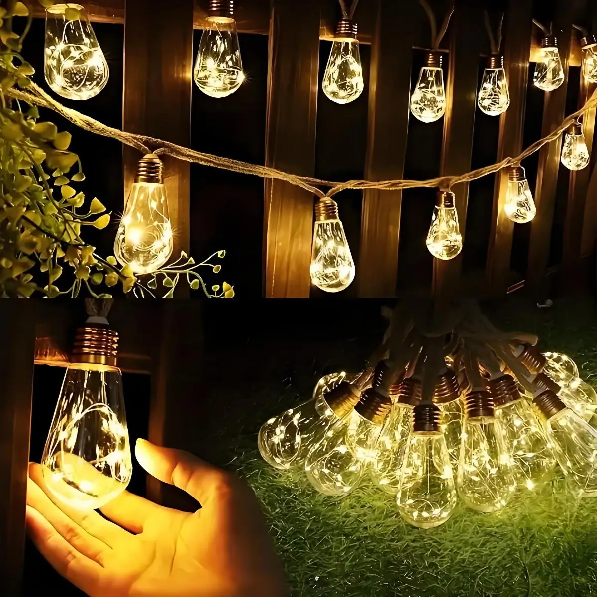 St38 Luci a corda per esterni per decorazioni natalizie aggiornate (luci a filo di rame a LED ad energia solare) con telecomando, lucine dimmerabili per la decorazione del cortile e del giardino
