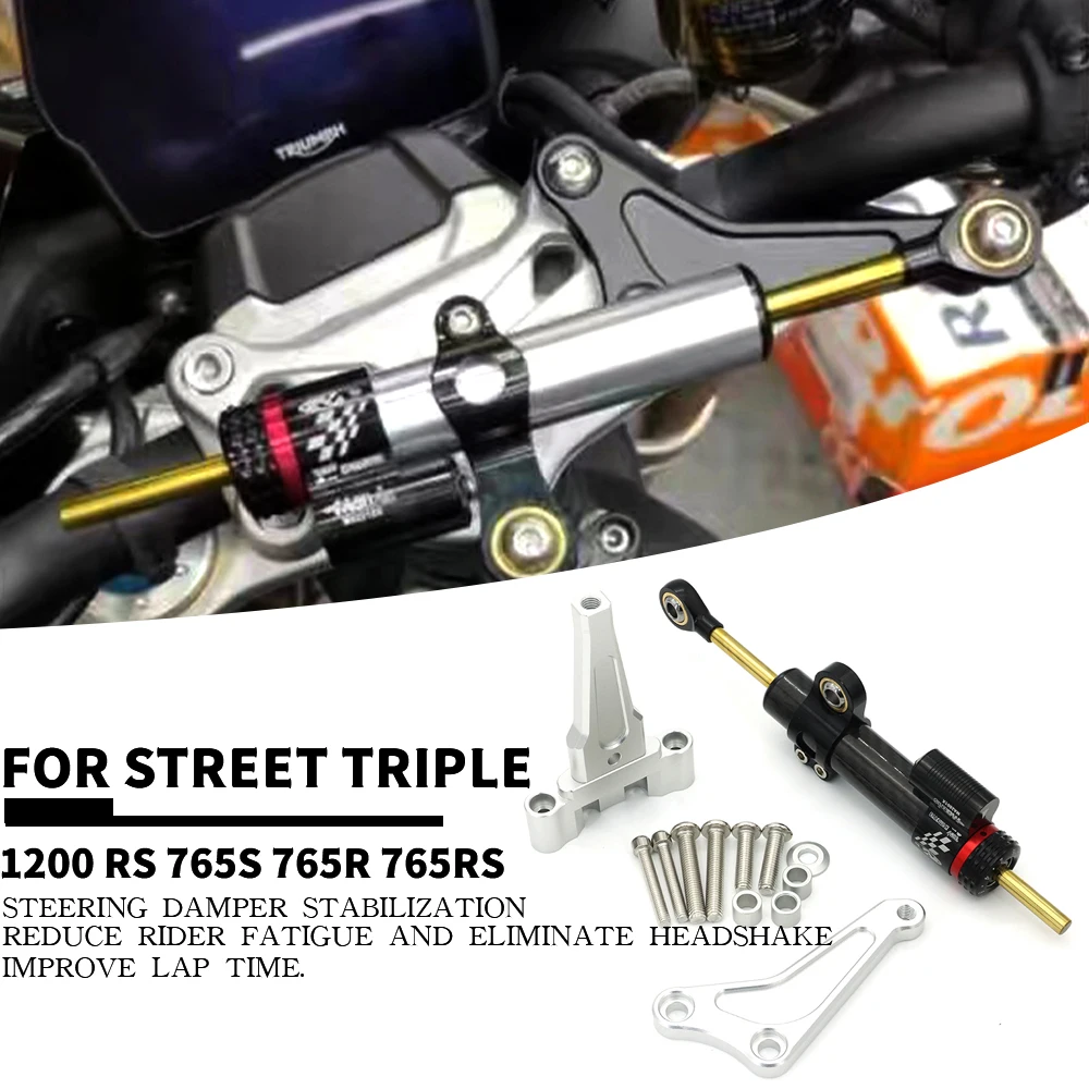 

CNC Aluminum Adjustable Motorcycles Steering Stabilize Damper Bracket Mount Kit For FOR Street Triple 765r 765rs 1200rs