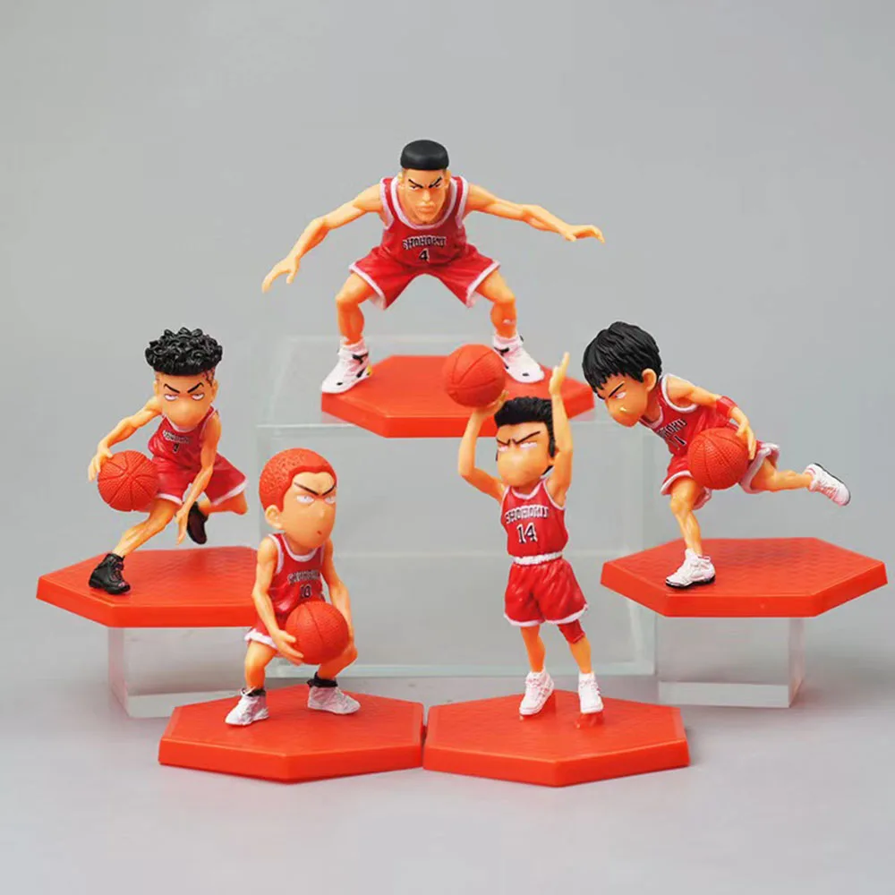 8-10CM 5PCS Anime Figure SLAM DUNK Figures Sakuragi Hanamichi / Kaede Rukawa PVC Action Figure Collection Model Toy Gift