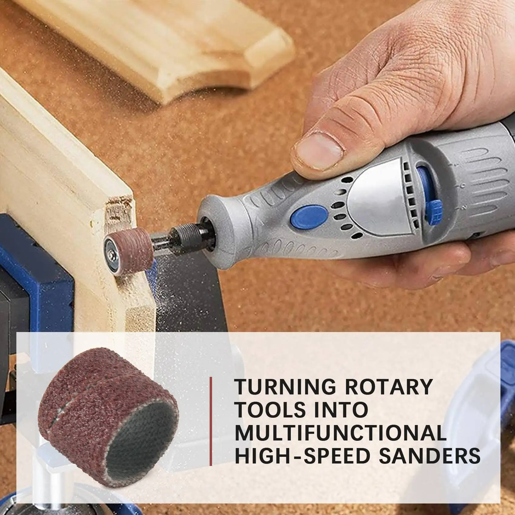 

J1UL1N Jumbo 51Pc Drum Sanding Kit - Fits For Dremel - Includes Rubber Drum Mandrels - 1/2, 3/8 & 1/4 Inch