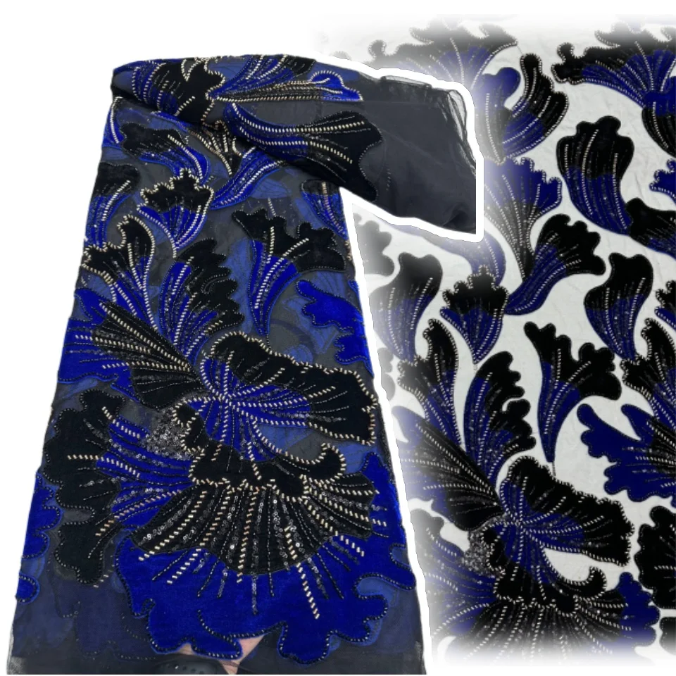 

Роскошная африканская кружевная ткань с вышивкой бисером и блестками, красивая нигерийская французская сетчатая кружевная ткань для женских вечерних платьев CC1107