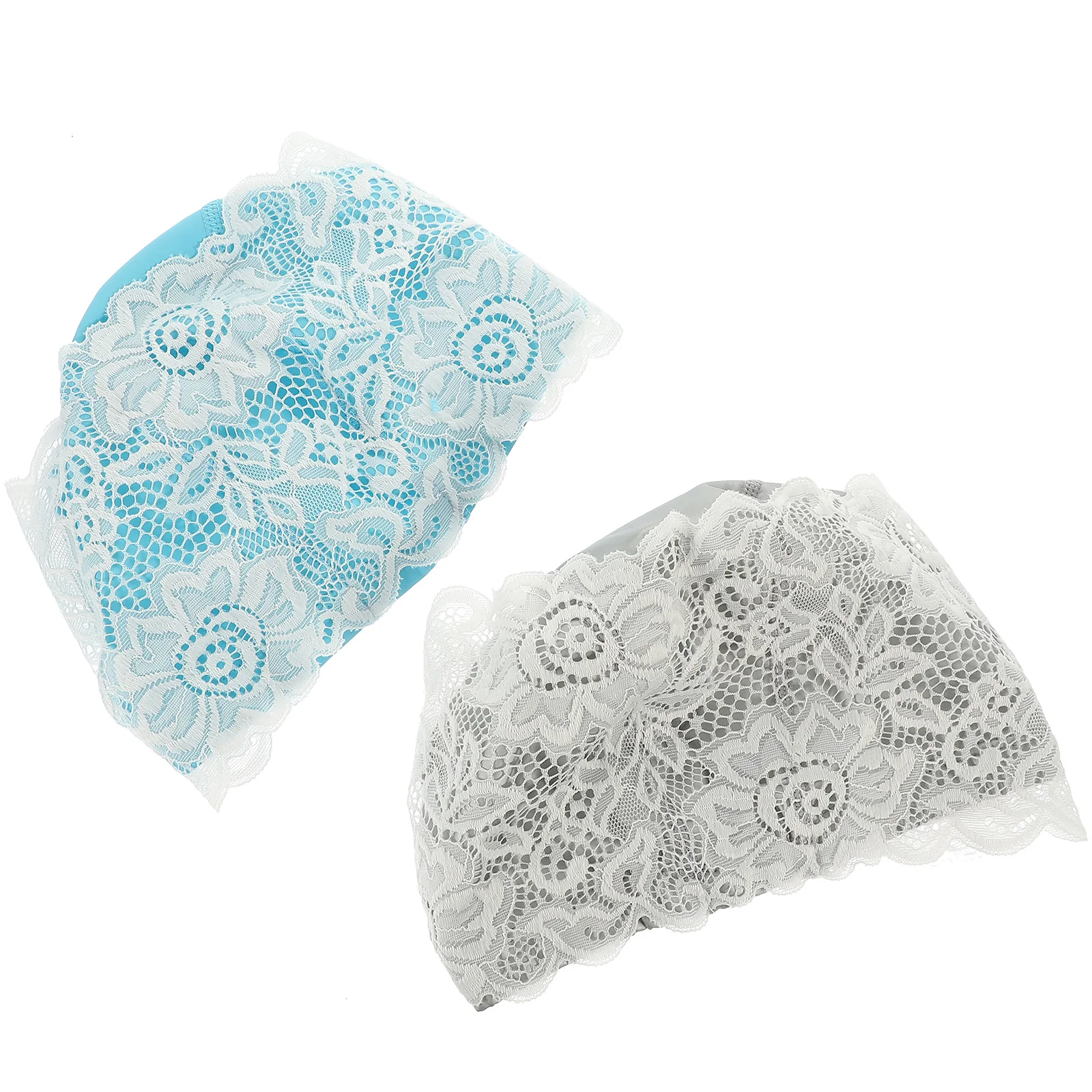 

2 Pcs Ladies Lace Swimming Pad for Hands Caps Woman Shower Fashion Practical Hat Hats Adult Adults Pu